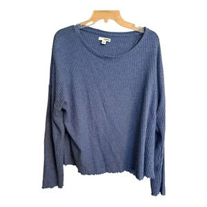 Sonoma Goods For Life Womens 2XL Pajama Lounge Top Denim Blue Waffle Style